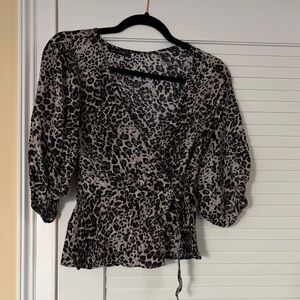 Banana Republic Leopard Print Wrap Blouse